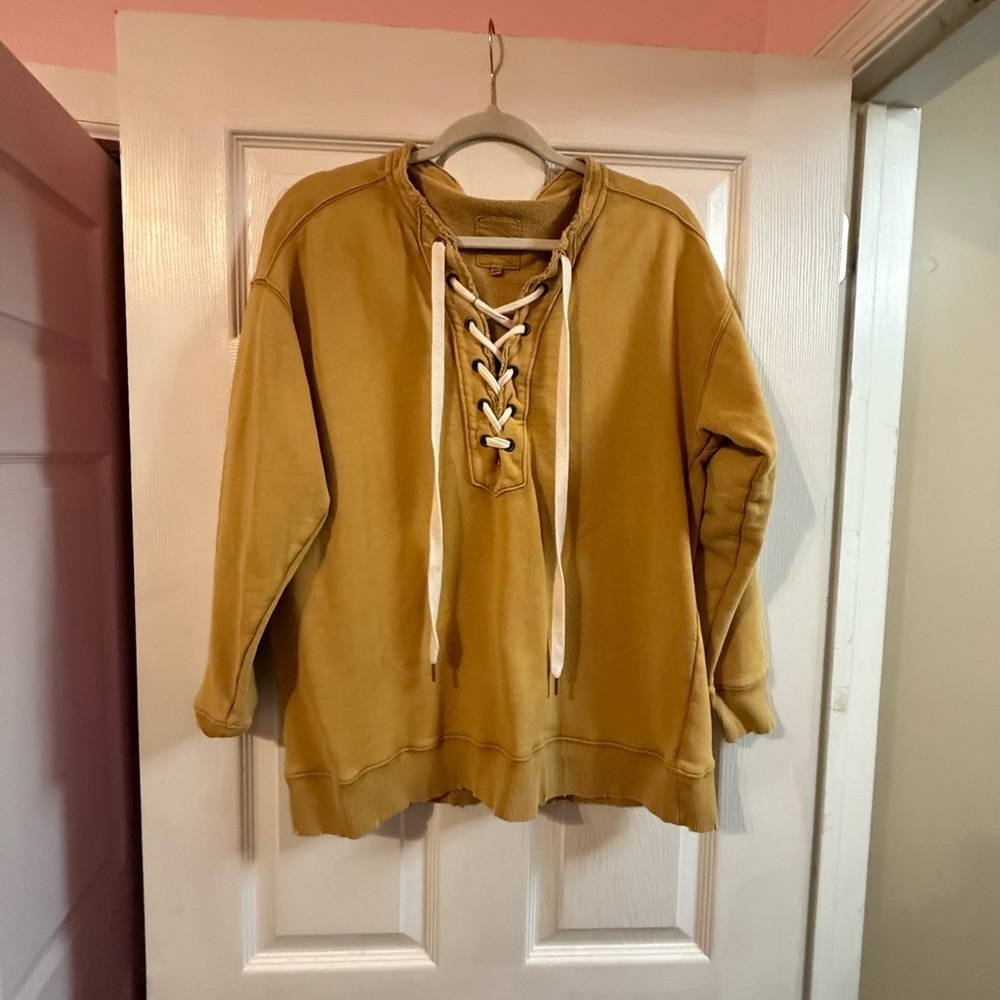 Aerie Mustard Lace-Up Sweatshirt